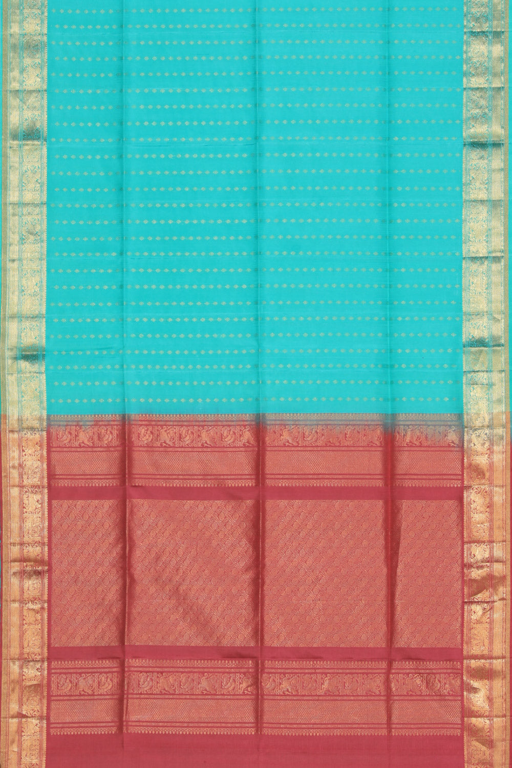 Image of South Silk Turquoise Green Saree
